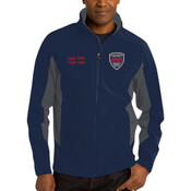 J318 Port Authority Core Colorblock Soft Shell Jacket w/ Red and White Embroidery